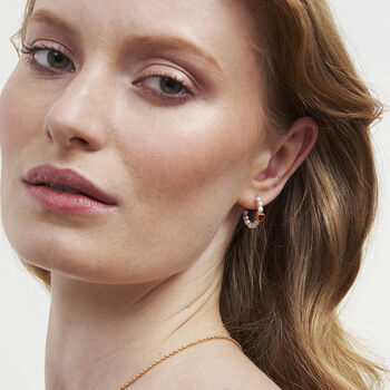 Gold Love Heart Pearl Hoop Earrings, 2 of 7