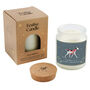 Dalmatian Dog Candle | Gingerbread Scented Christmas Candle | 'Walkies In A Winter Wonderland' | Clear | Seasonal Home Décor, thumbnail 2 of 2