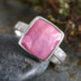 Square Pink Sapphire Statement Ring In Sterling Silver, thumbnail 1 of 4