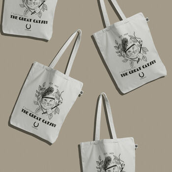 The Great Catsby Literary Cat Organic Cotton Tote Bag, 4 of 4