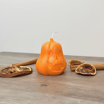 Spooky Orange Pumpkin Candle And Halloween Decoration, 5 of 8