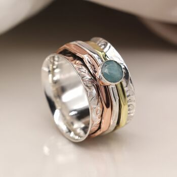 Personalised Sterling Silver Amazonite Spinning Ring, 3 of 10
