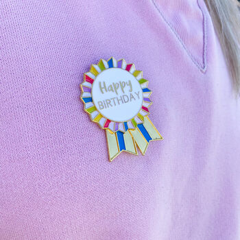 Happy Birthday Enamel Pin Badge, 2 of 2