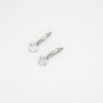 Silver Sparkling Diamond Style Hoop Bridal Earrings, 6 of 8