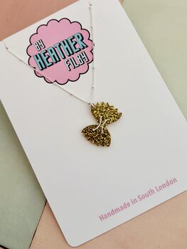 Farfalle Pasta Glitter Charm Necklace / Pasta Lover Gift / Novelty Food Jewellery / Fun Accessories, 5 of 7