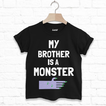 My Brother Is A Monster Children's Halloween T Shirt, 3 of 6