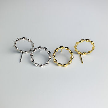 Stirling Silver Twisted Circle Stud Earrings, 2 of 4