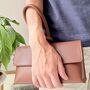 Leather Clutch Crossbody Bag With Knot Handle And Strap, thumbnail 3 of 12