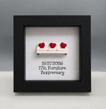 Personalised 17th Furniture Anniversary Sofa Hearts Frame Gift, 2 of 7