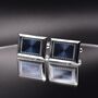Silver Blue Rectangle Cufflinks Luxury Blue, thumbnail 1 of 6