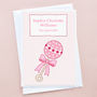 'Baby Girl Rattle' Personalised New Baby Card, thumbnail 1 of 3