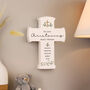 Personalised Wooden Cross Ornament Christening Gift Botanical Design, thumbnail 2 of 3