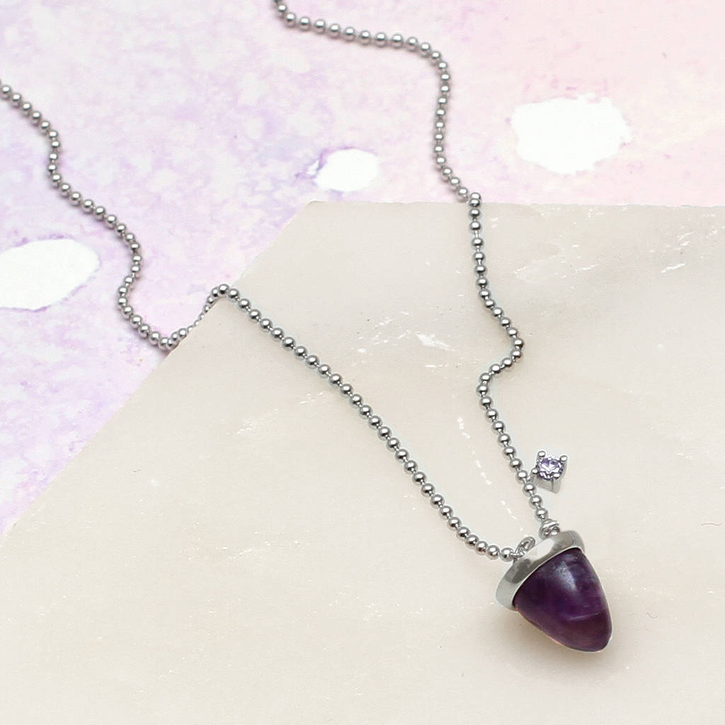 Personalised Sterling Silver And Amethyst Necklace By Hurleyburley Personalised Sterling Silver And Amethyst Necklace