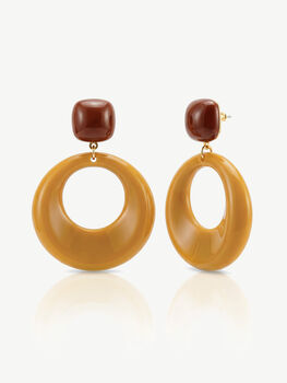 Retro Brown Acrylic Drop Earrings, 2 of 5