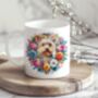 Personalised Yorkshire Terrier Summer Floral Dog Wreath Cushion And Mug Bundle, thumbnail 2 of 4