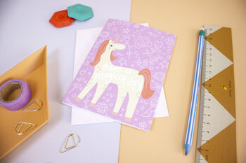 Magical Unicorn Pink Birthday Card, 3 of 6