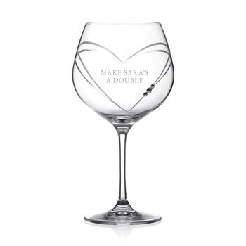 Personalised Celebration Heart Gin Goblet With Crystals, 2 of 5