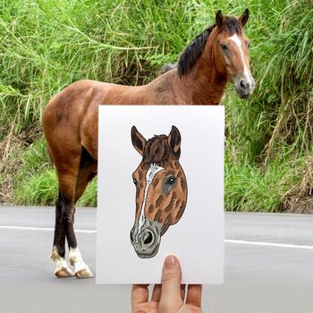 Personalised Horse Lover Face Portrait Print, 3 of 11