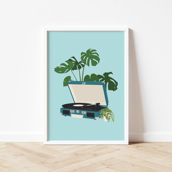 Record Player Houseplant Print | Vinyl Music Poster, 3 of 6