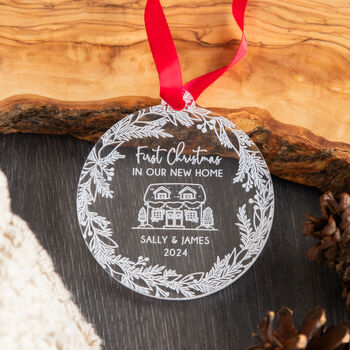 Personalised Couple's Our First Christmas In New Home Bauble, 4 of 5