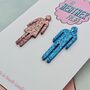 Male And Female Toilet Sign Glitter Earrings / Restroom Icon Statement Dangles / Pop Art Jewellery / Birthday Gift For Her, thumbnail 4 of 8