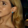 Blue Opal Clover Sterling Silver Stud Earring In Gold, thumbnail 5 of 5