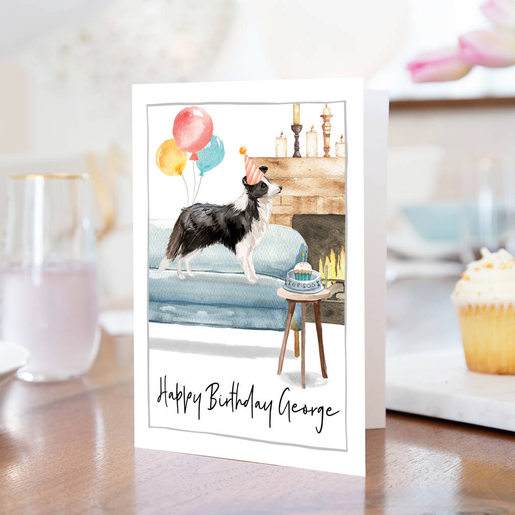 Border Collie Dog Personalised Birthday Card By Mitzi Prints