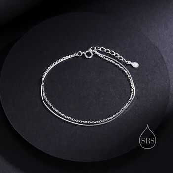 Dainty Double Layer Bracelet In Sterling Silver, 4 of 11