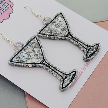 Glitter Martini Glass Resin Earrings, 5 of 8