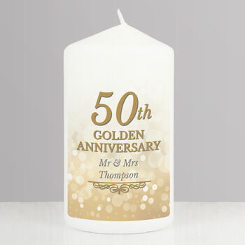 Personalised 50th Golden Anniversary Candle, 2 of 4