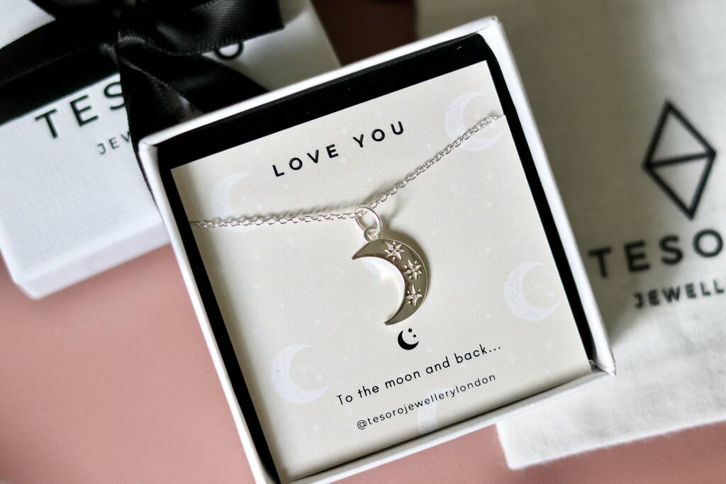 Personalized Hand Stamped I Love You to the Moon and Back Necklace in  Sterling Silver