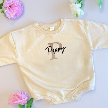 Personalised Embroidered Baby Sweatshirt Romper, 4 of 4