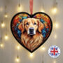 Golden Retriever Stained Glass Effect Heart Suncatcher, thumbnail 1 of 5