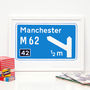 Personalised Motorway Sign Print, thumbnail 1 of 5