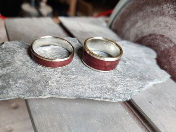 Silver And Purpleheart Wood Inlay Ring, 3 of 5