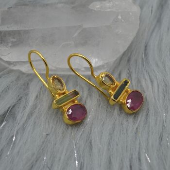 Red Ruby, Citrine And Tourmaline Earrings, 3 of 6