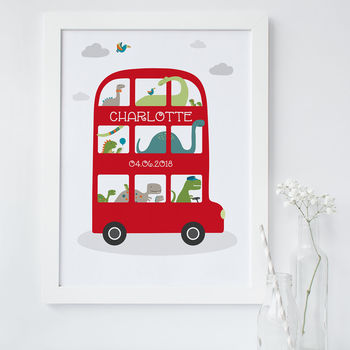 Dinosaur Bus Personalised Print For Children, 2 of 6