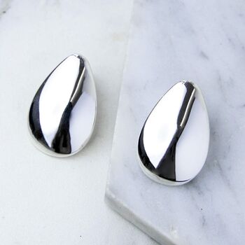 Teardrop Sterling Silver Stud Earrings, 2 of 4