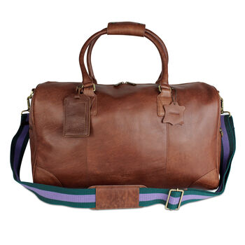 'Watkins' Men's Leather Travel Bag In Cognac, 4 of 12