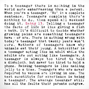 13th Birthday Gift, Being 13 Unframed A5 Print For Teenagers, 2 of 5