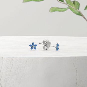 Tiny Forget Me Not Stud Earrings In Sterling Silver, 3 of 12