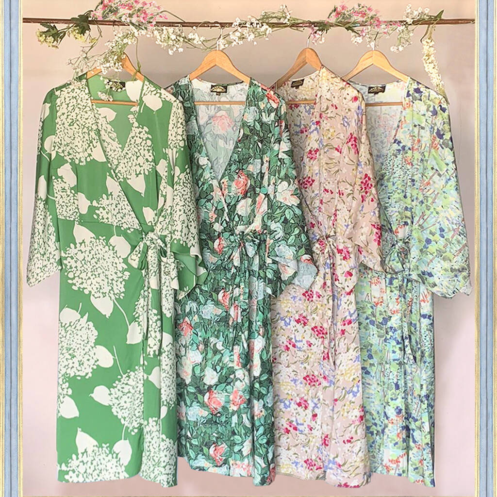 Vintage Style Kimonos In Floral Print Silk Crepe By Nancy Mac ...