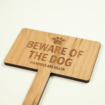 Personalised Beware Of The Dog Solid Cherry Wood Sign, 4 of 8