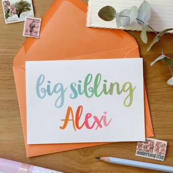 Personalised Big Sibling Gender Neutral Baby Card, 2 of 9