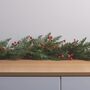 Pre Lit Red Berry Christmas Garland, thumbnail 2 of 9