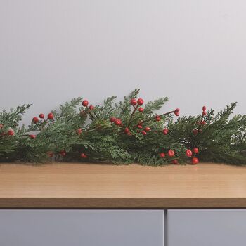 Pre Lit Red Berry Christmas Garland, 2 of 9