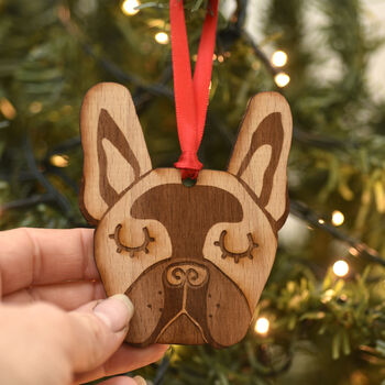 French Bulldog Dog Wooden Christmas Decoration, 5 of 7