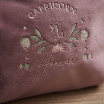 Personalised Zodiac Medium Pink Velvet Bag, 2 of 4