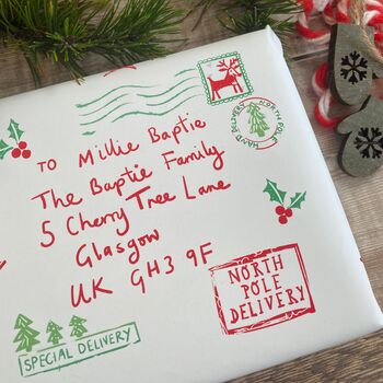 North Pole Special Delivery Name And Address Personalised Wrapping Paper, 6 of 10