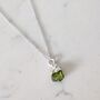 August Birthstone Necklace, Peridot, Silver Plated, thumbnail 1 of 6